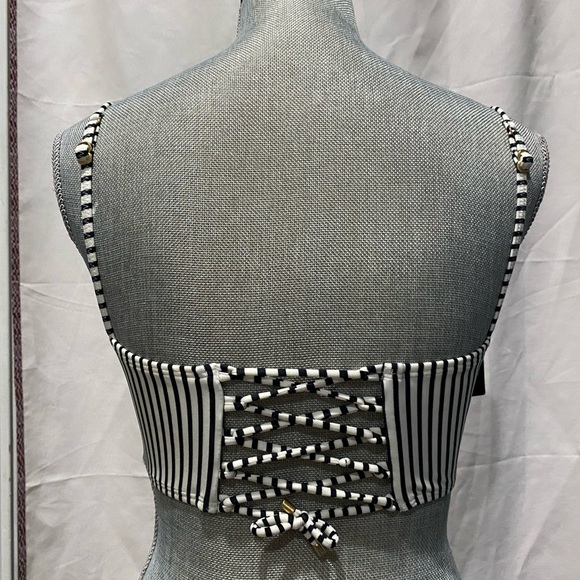 VIX Paula Hermanny Striped Underwire Lace Up Back Bikini Top SNWT 24K Gold - Picture 3 of 7